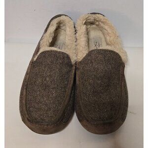 Men's Ascot Herringbone Tweed and Suede Ugg Slippers Size 12